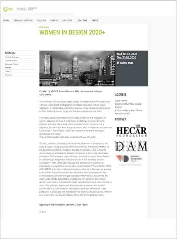 Women In Design 2020 +, The Goethe-Institut / Max Mueller Bhavan